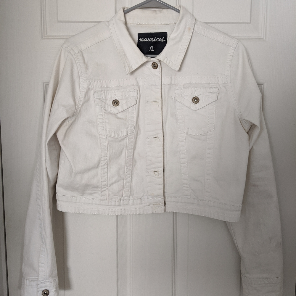 Cropped White Jean jacket